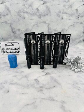 MAC Beauty Gift Set-Stack Mascara SuperStack Mega Brush Black,Travel-3pc-NEW